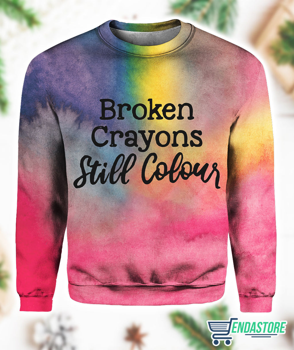 Broken Crayons Still Colour Print Round Neck Sweatshirt 3D Sweater - Gift Idea product image 2