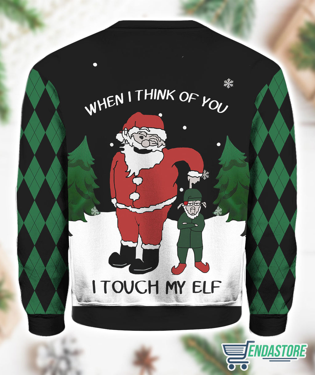 When I Think Of You I Touch My Elf 3D Ugly Christmas Sweater - Holiday Gift product image 2