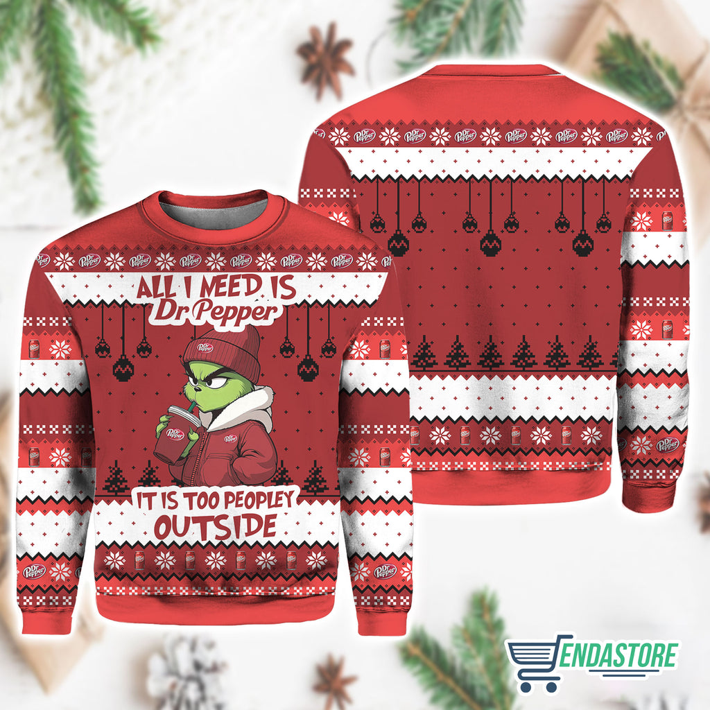 Dr Pepper Grnch All I Need Is Soda It Is Too Peopley Outside 3D Ugly Christmas Sweater - Holiday Gift product image 4