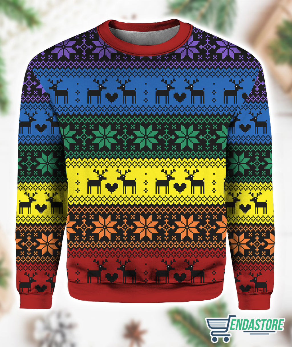 Rainbow Deer Lgbt 3D Ugly Christmas Sweater - Holiday Gift product image 2