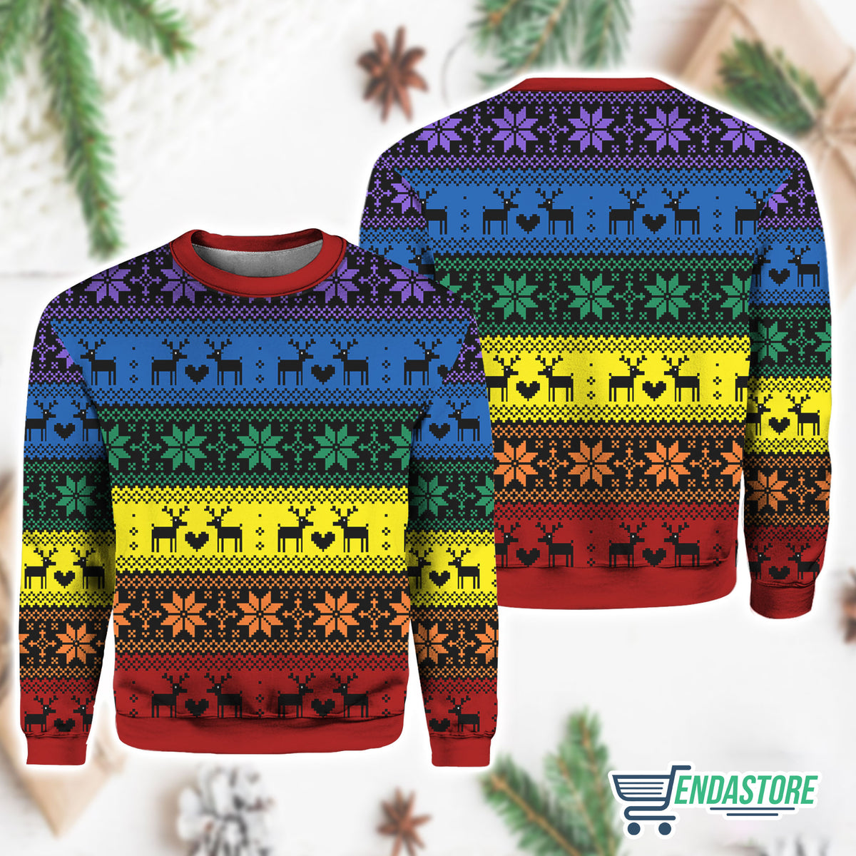 Rainbow Deer Lgbt 3D Ugly Christmas Sweater - Holiday Gift product image 4