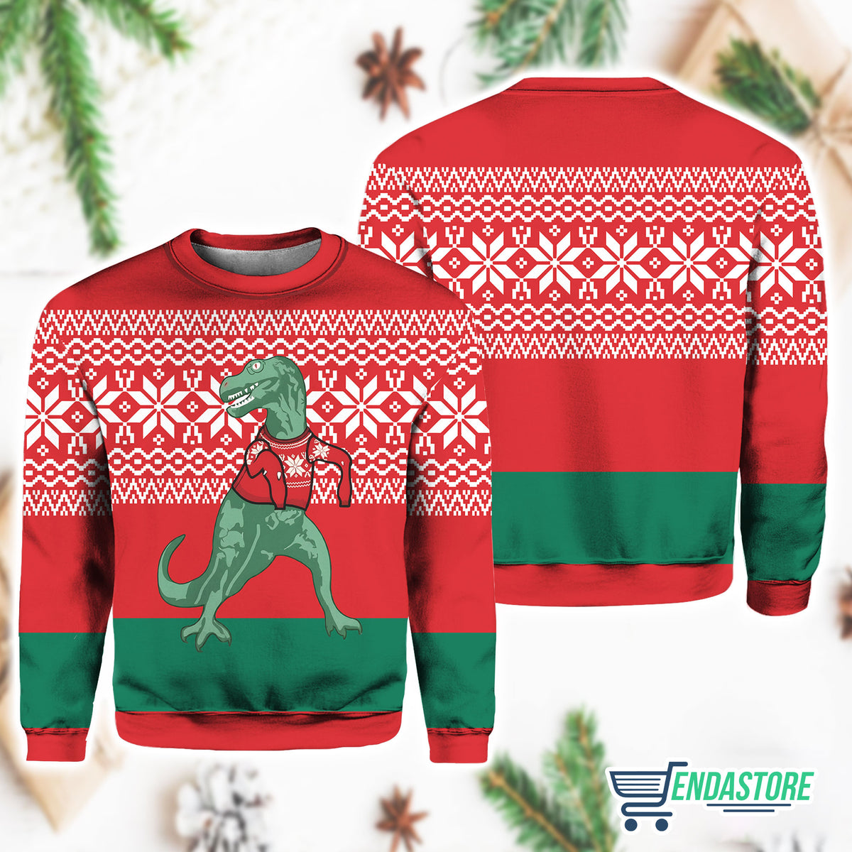 Dinosaur Jumper Christmas 3D Ugly Christmas Sweater - Holiday Gift product image