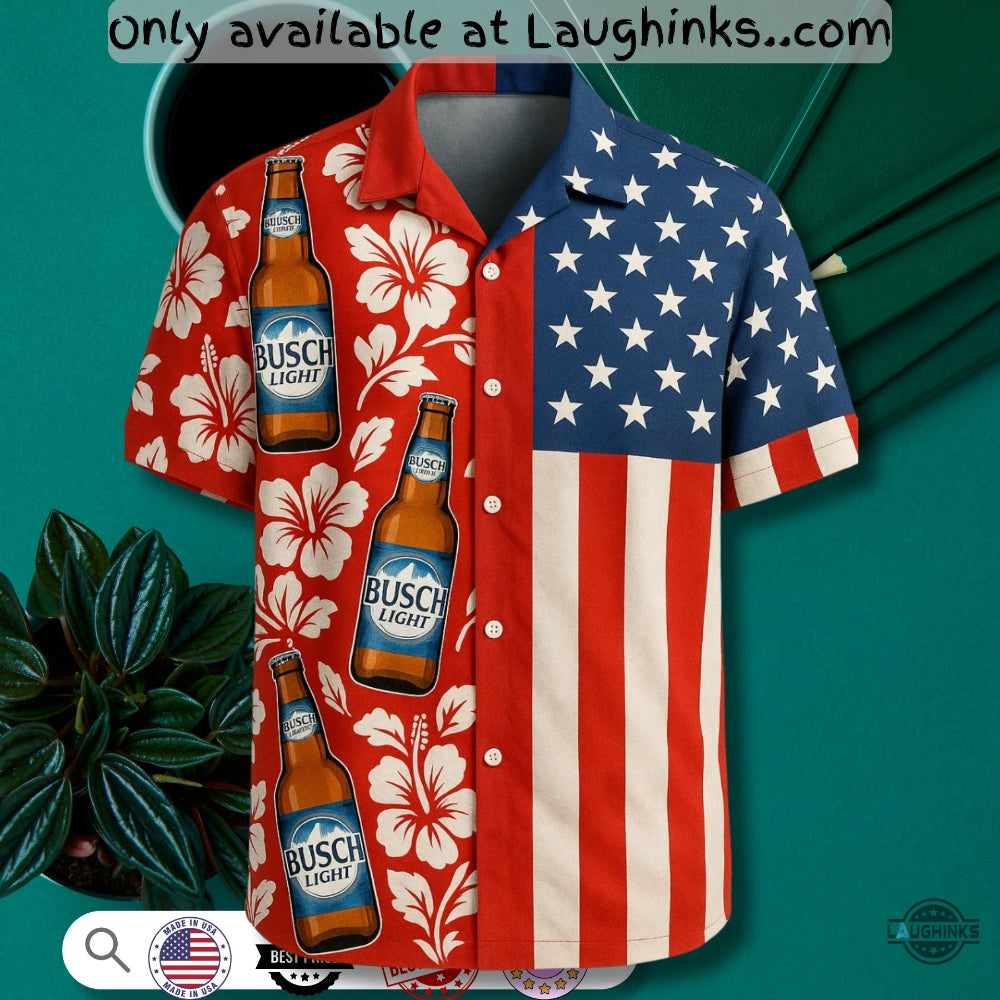 Busch Light 4Th Of July Tropical Hawaiian - Adult & Kids T-Shirts, Sweatshirts & Hoodies apparel design preview 1