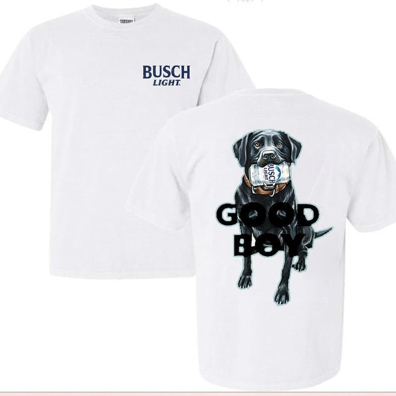 Busch Light Good Boy Funny Black Dog Graphics Cotton - Adult & Kids T-Shirts, Sweatshirts & Hoodies apparel design preview 1