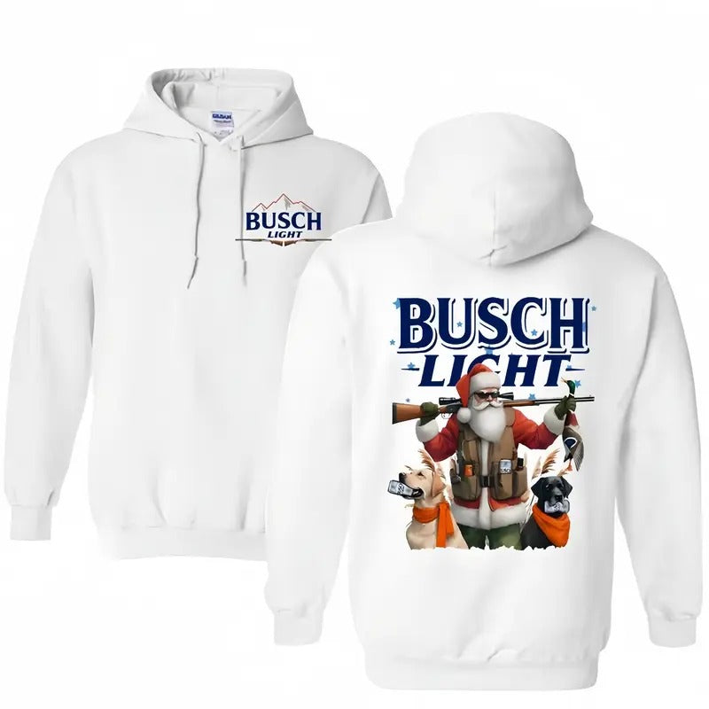 Busch Light Santa DoG Hunting Duck Double Sided 100% - Adult & Kids T-Shirts, Sweatshirts & Hoodies apparel design preview 1