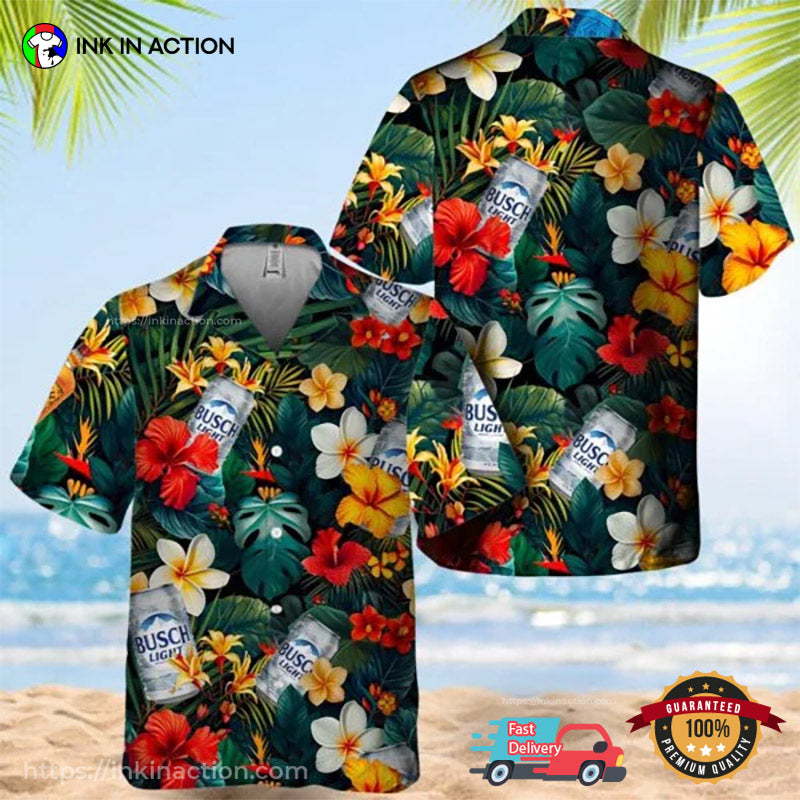 Busch Light Tropical Summer Flower Hawaiian - Adult & Kids T-Shirts, Sweatshirts & Hoodies apparel design preview 1