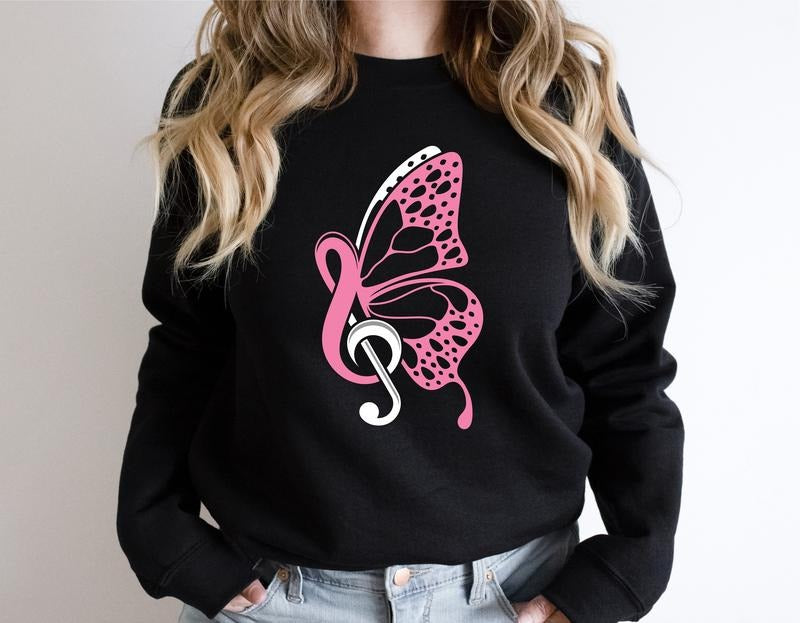 Butterfly Music Notes Funny Musician Cute Lover - Adult & Kids T-Shirts, Sweatshirts & Hoodies apparel design preview 1