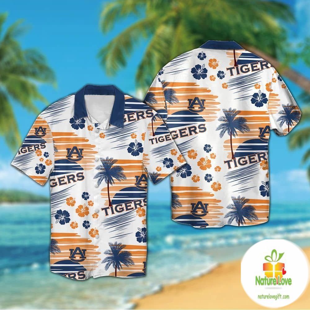 Auburn Tigers Hawaiian Button Up Short Sleeve Aloha - Adult & Kids T-Shirts, Sweatshirts & Hoodies apparel design preview 1
