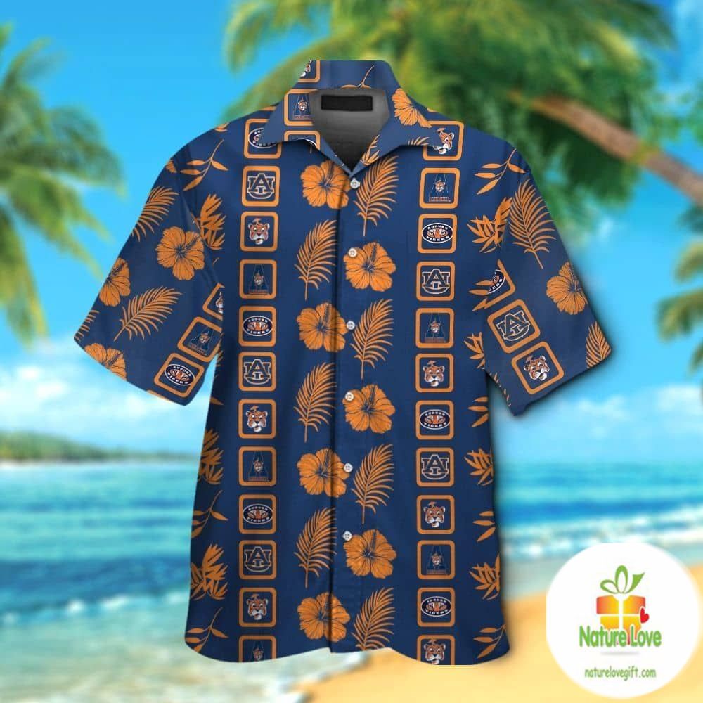 Auburn Tigers Hawaiian Button Up Short Sleeve - Adult & Kids T-Shirts, Sweatshirts & Hoodies apparel design preview 1