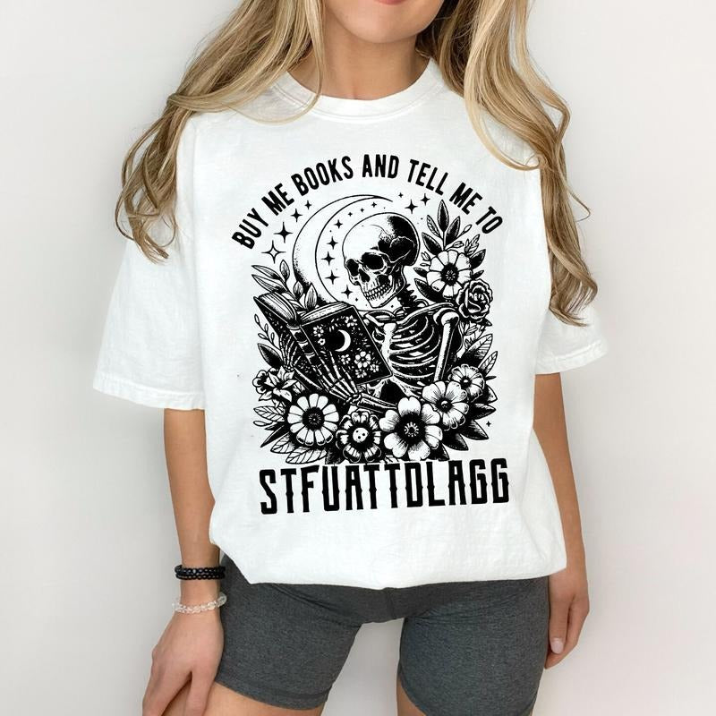 Buy Me Books Tell STFUATTDLAGG Book Lover Librarian - Adult & Kids T-Shirts, Sweatshirts & Hoodies apparel design preview 1