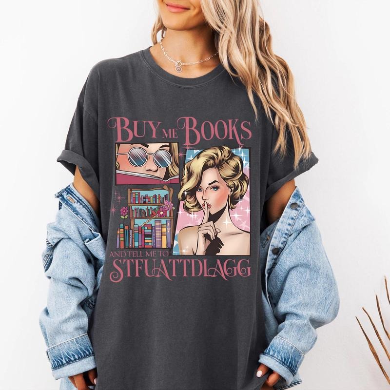 Buy Me Books Tell STFUATTDLAGG Spicy Bookish Reading - Adult & Kids T-Shirts, Sweatshirts & Hoodies apparel design preview 1