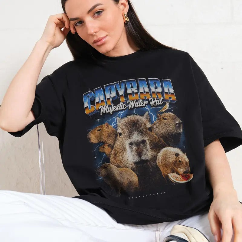 CAPYBARA WATER RAT Summer Cotton Menswear S 3XL Soft - Adult & Kids T-Shirts, Sweatshirts & Hoodies apparel design preview 1
