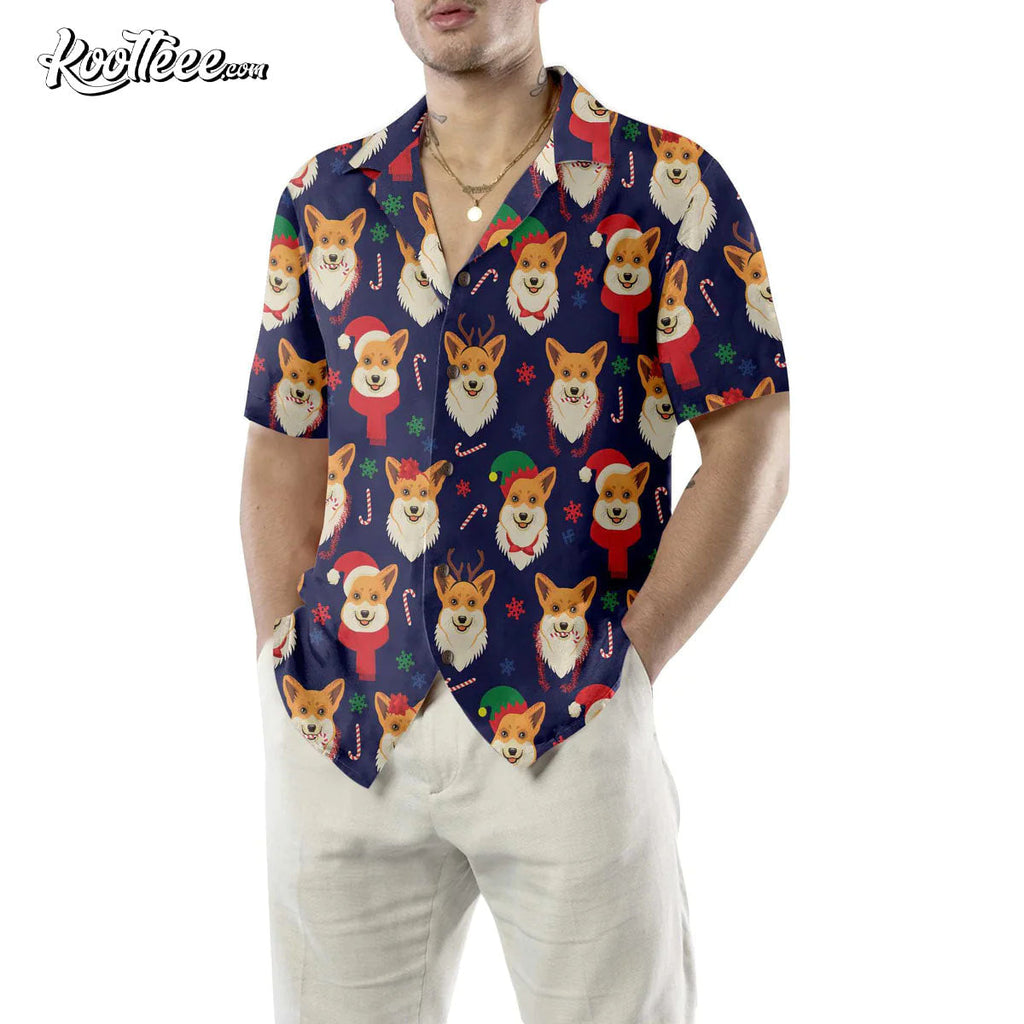 Christmas Corgis Pattern Funny Corgi Dog Hawaiian - Adult & Kids T-Shirts, Sweatshirts & Hoodies apparel design preview 1