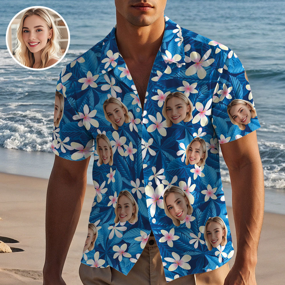 Custom Hawaiian with Face Personalized Summer White - Adult & Kids T-Shirts, Sweatshirts & Hoodies apparel design preview 1