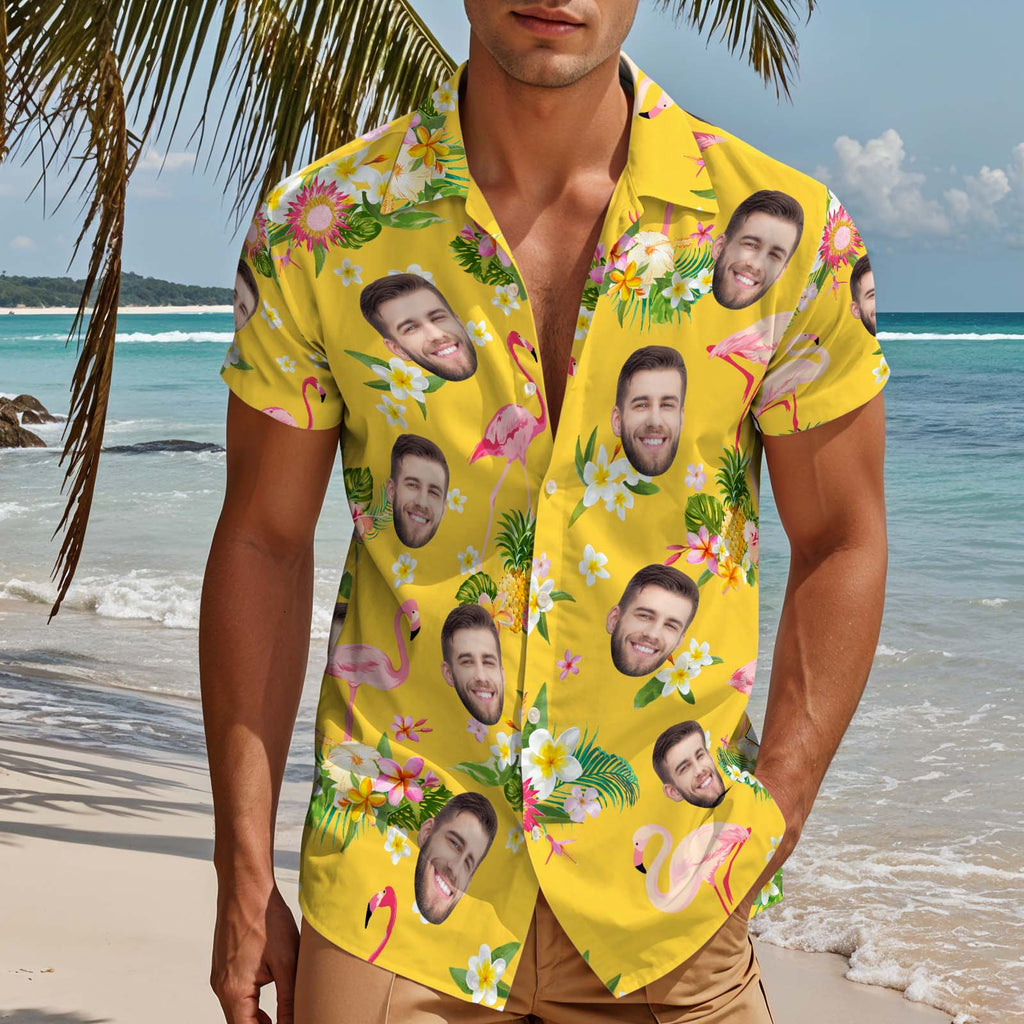 Custom Hawaiian Face Tropical Plants Flamingos Aloha - Adult & Kids T-Shirts, Sweatshirts & Hoodies apparel design preview 1