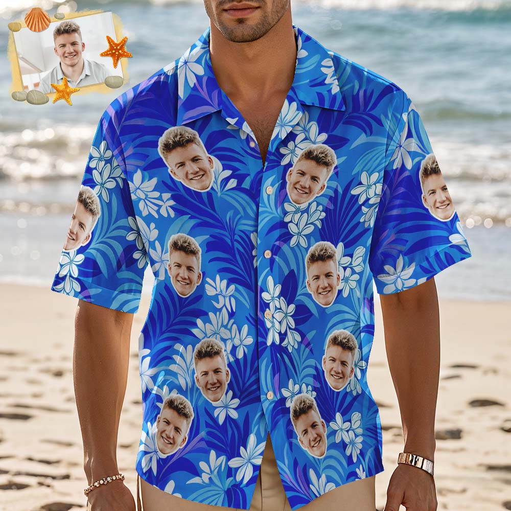 Custom Hawaiian Blue leaves Personalized Photo Funny - Adult & Kids T-Shirts, Sweatshirts & Hoodies apparel design preview 1