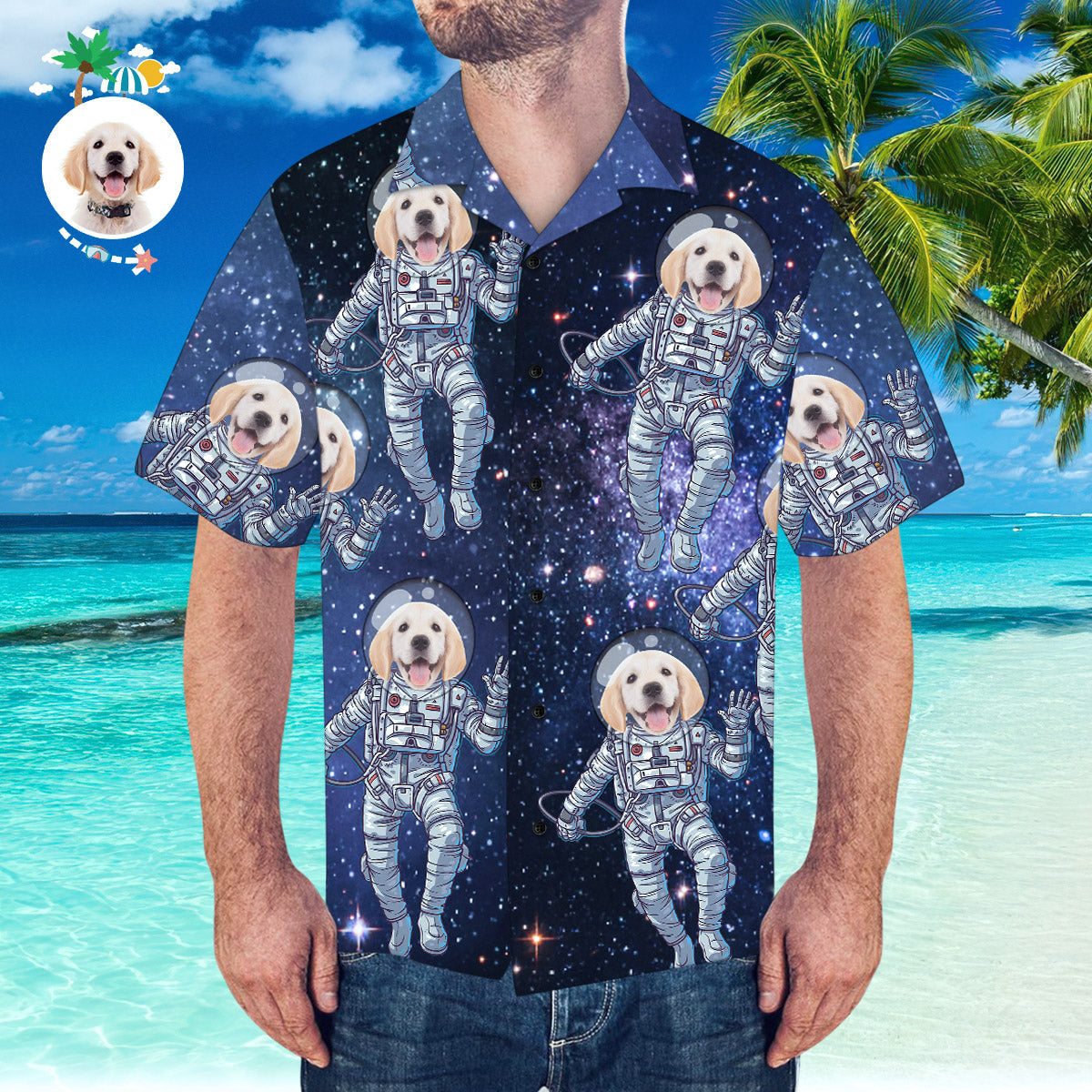 Custom Hawaiian with Face Personalized Galaxy Pattern - Adult & Kids T-Shirts, Sweatshirts & Hoodies apparel design preview 1
