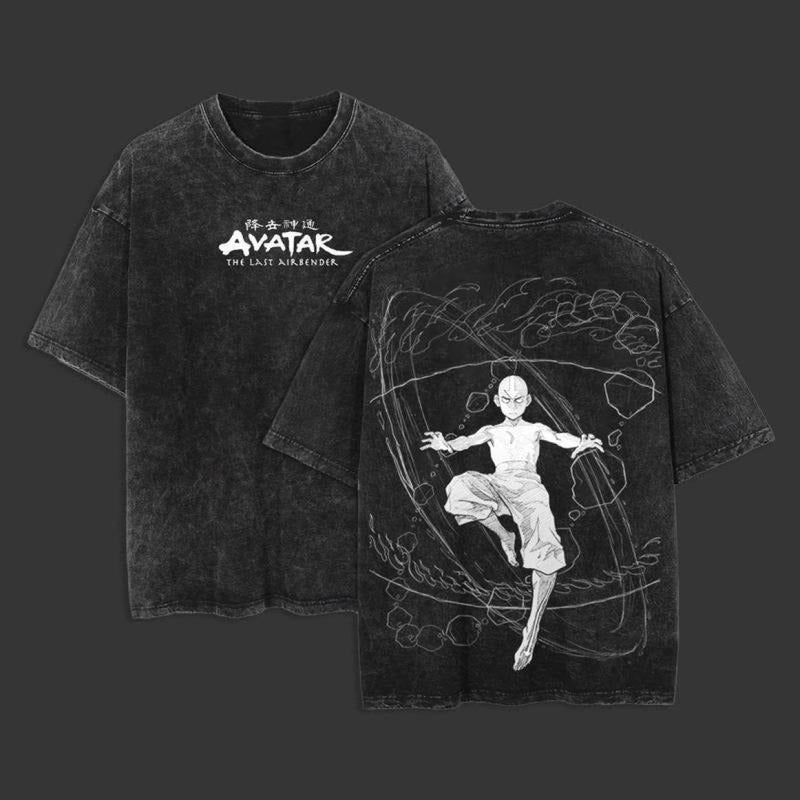 COLORTONE Retro Aang Wash Last Air Nomad Avatar Anime - Adult & Kids T-Shirts, Sweatshirts & Hoodies apparel design preview 1