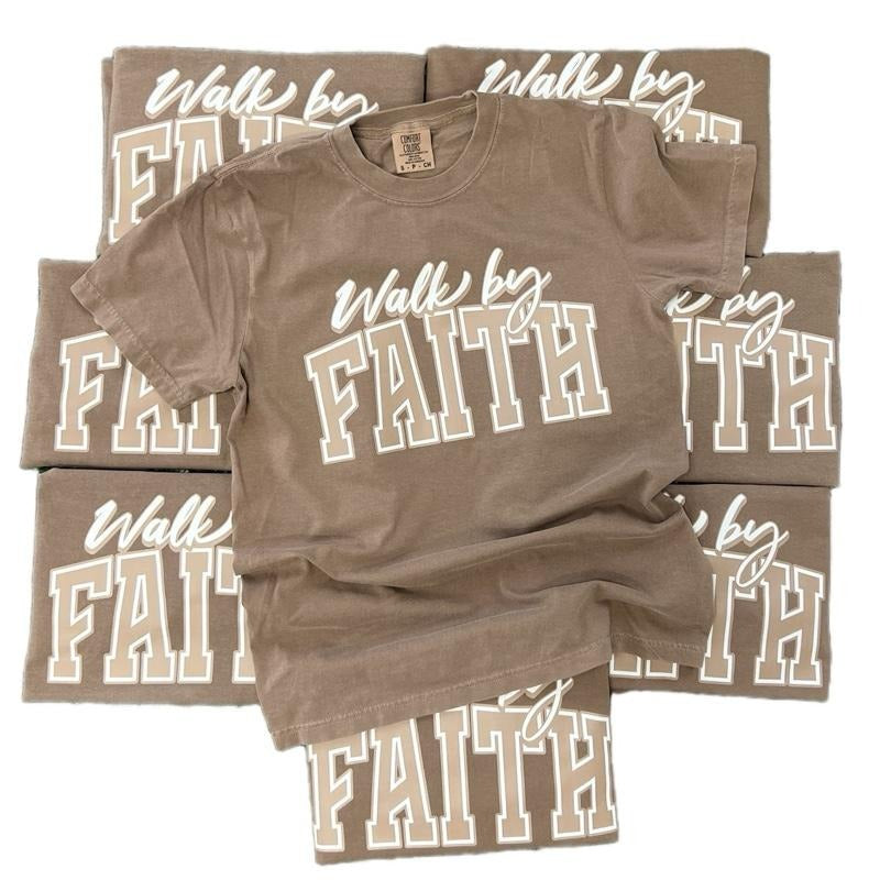 COMFORT COLORS Walk Faith Espresso Christian - Adult & Kids T-Shirts, Sweatshirts & Hoodies apparel design preview 1