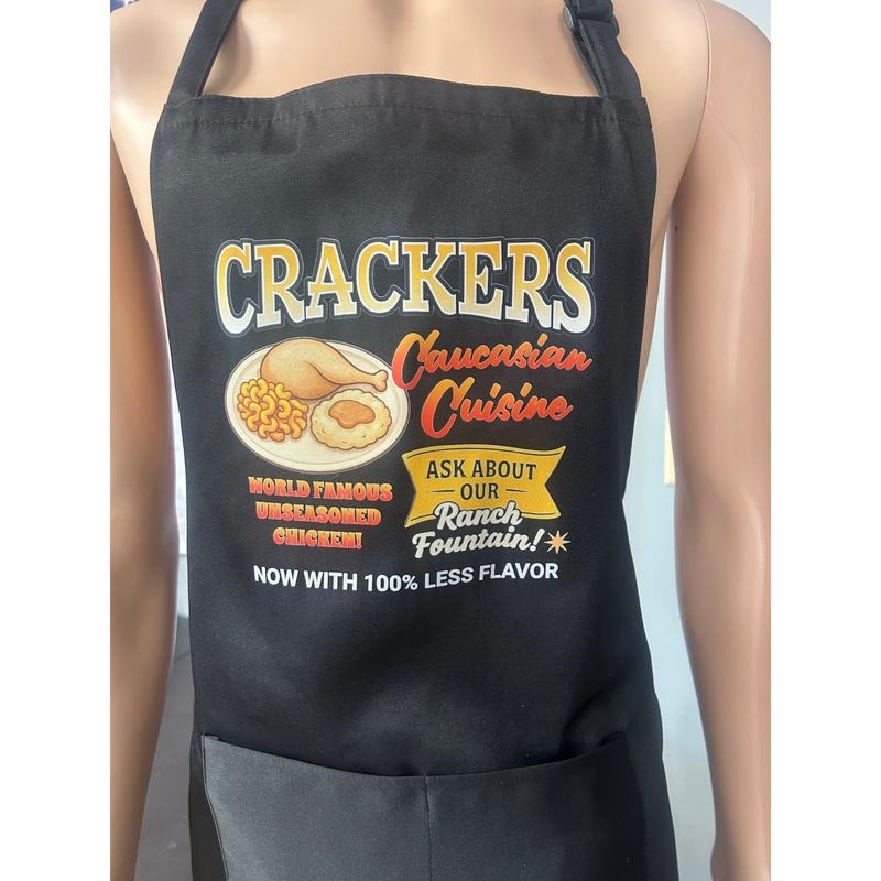 CRACKERS CAUCASIAN CUISINE ADJUSTABLE BBQ APRON - Adult & Kids T-Shirts, Sweatshirts & Hoodies apparel design preview 1