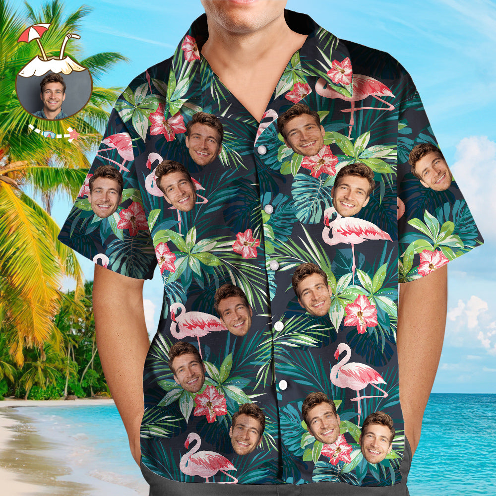 Custom Face All Over Print Hawaiian Flamingo Flowers - Adult & Kids T-Shirts, Sweatshirts & Hoodies apparel design preview 1