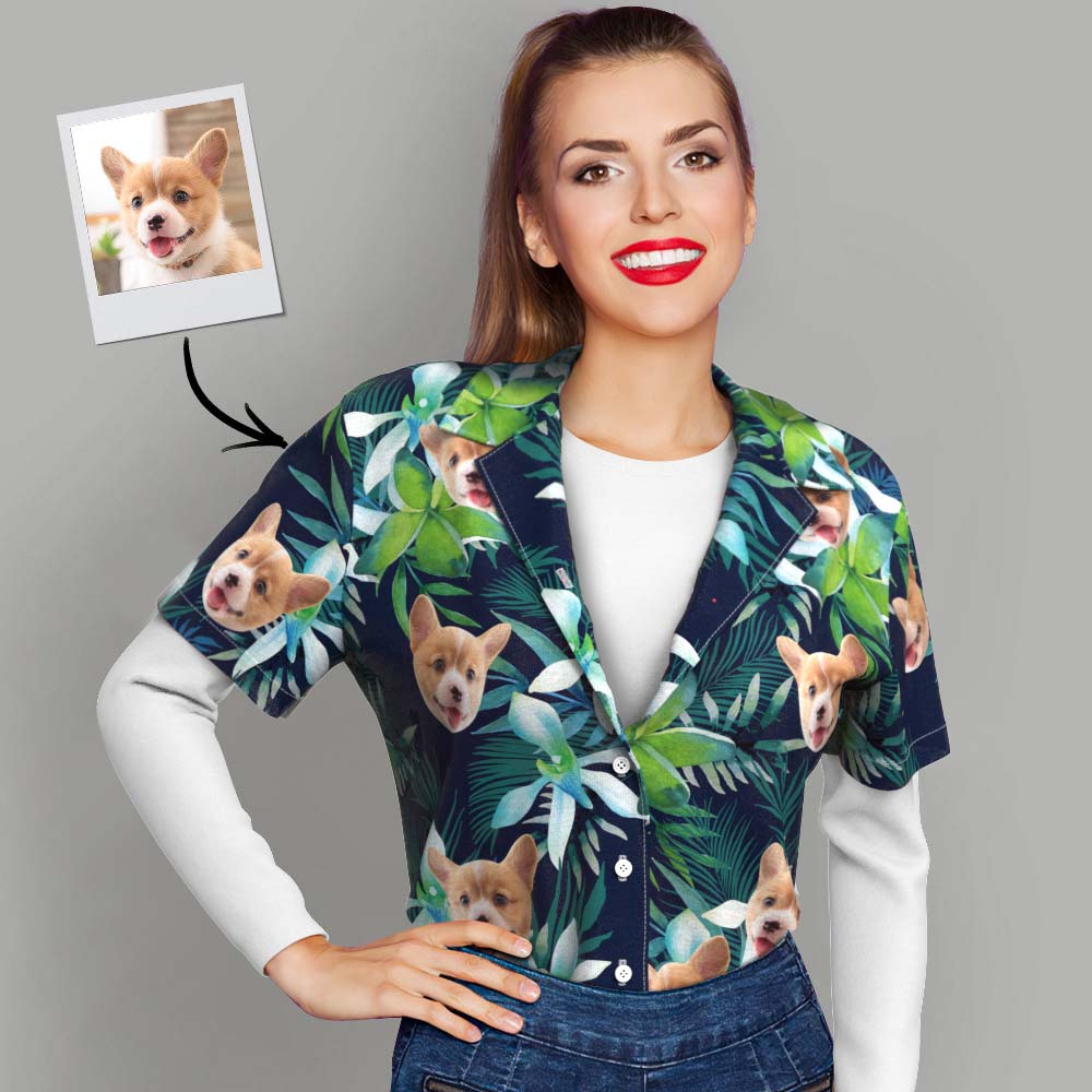 Custom Hawaiian with Face Dog Leaves Tropical for - Adult & Kids T-Shirts, Sweatshirts & Hoodies apparel design preview 1