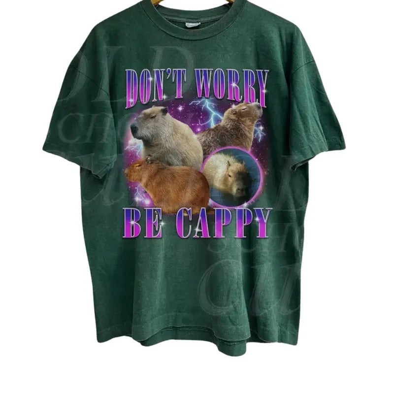 Cabybara Vintage 90s Bootleg Retro Be Cappy - Adult & Kids T-Shirts, Sweatshirts & Hoodies apparel design preview 1