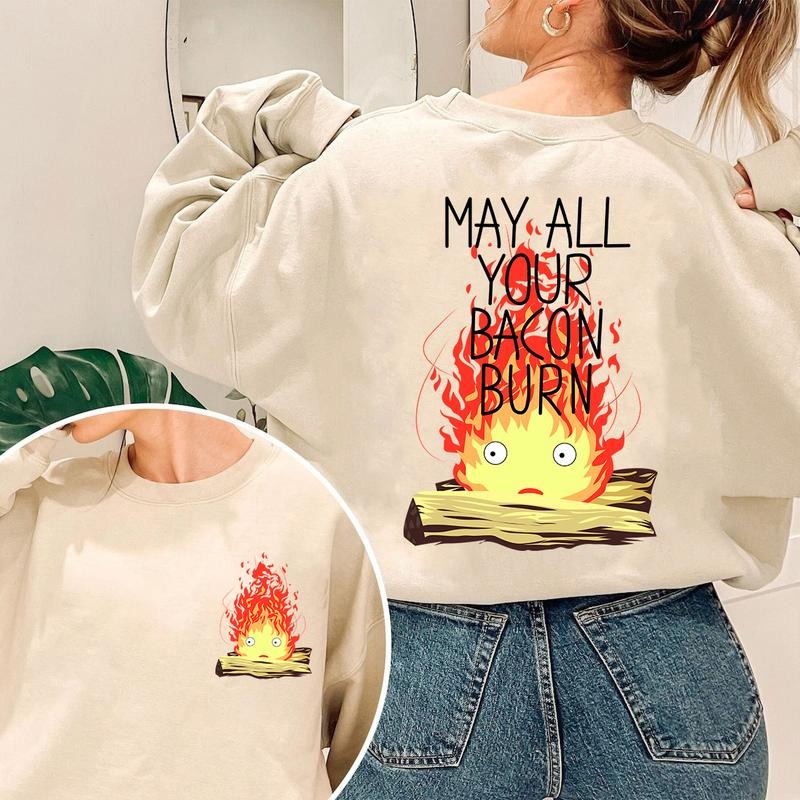 Calcifer May All Your Bacon Burn Howl'S Moving Castle - Adult & Kids T-Shirts, Sweatshirts & Hoodies apparel design preview 1