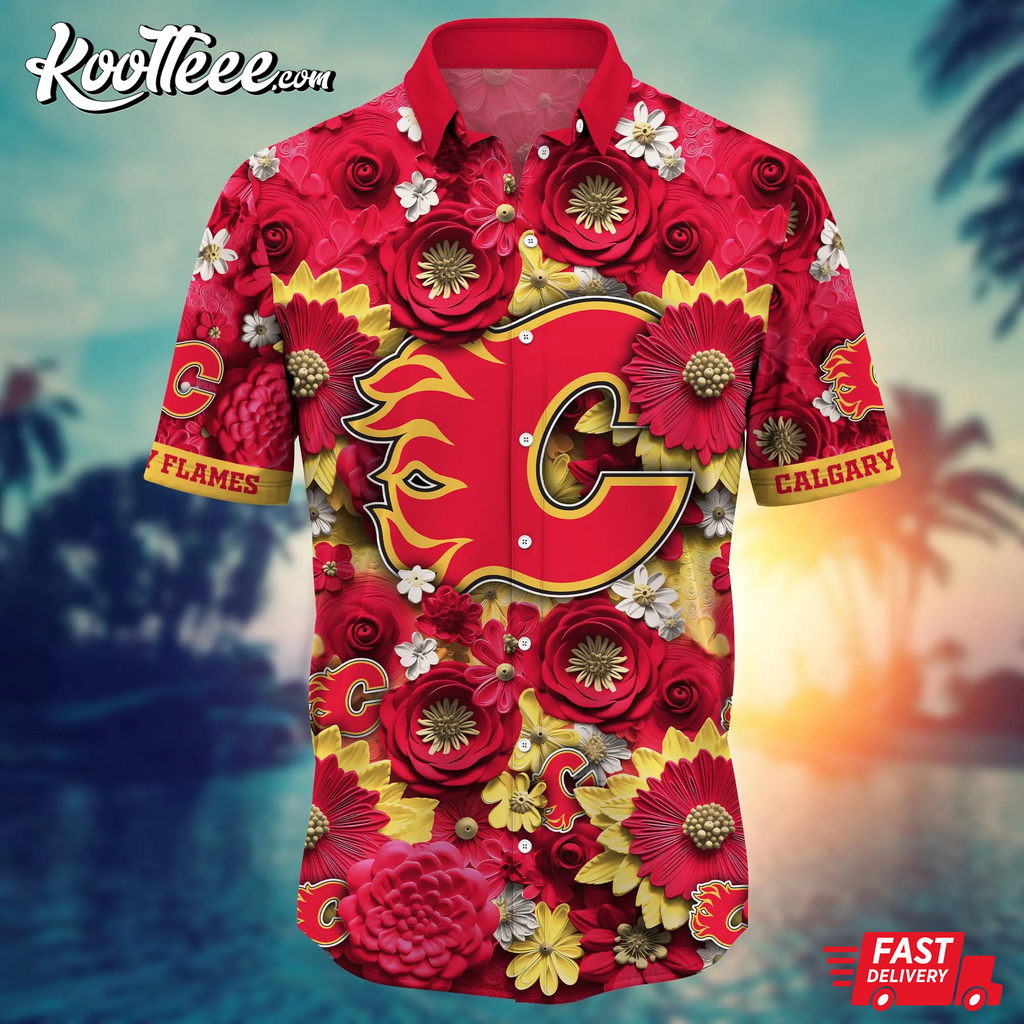 Calgary Flames NHL Hawaiian - Adult & Kids T-Shirts, Sweatshirts & Hoodies apparel design preview 1