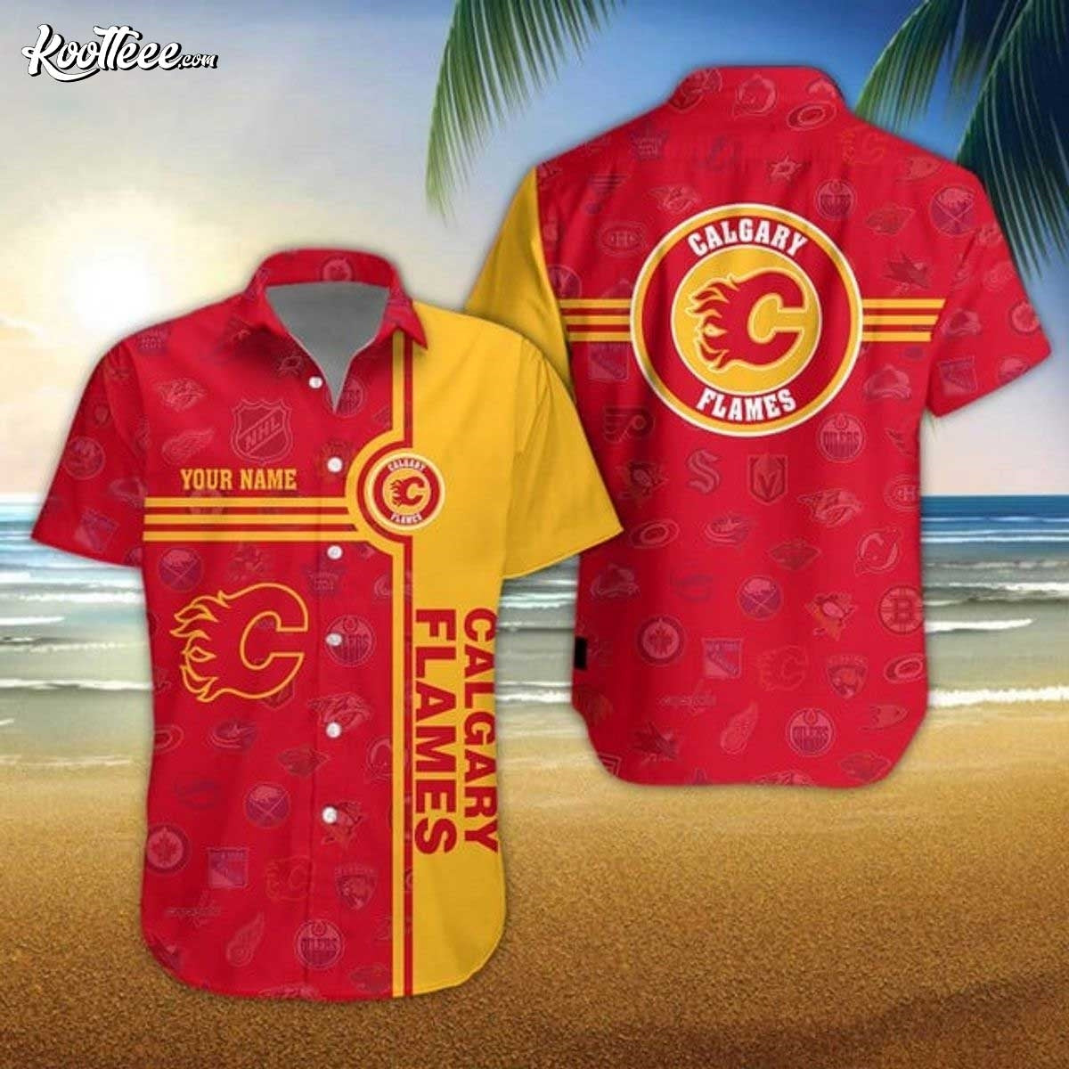 Calgary Flames NHL Personalized Hawaiian - Adult & Kids T-Shirts, Sweatshirts & Hoodies apparel design preview 1