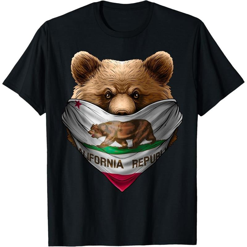 California Republic Bear Bandana Made Usa - Adult & Kids T-Shirts, Sweatshirts & Hoodies apparel design preview 1