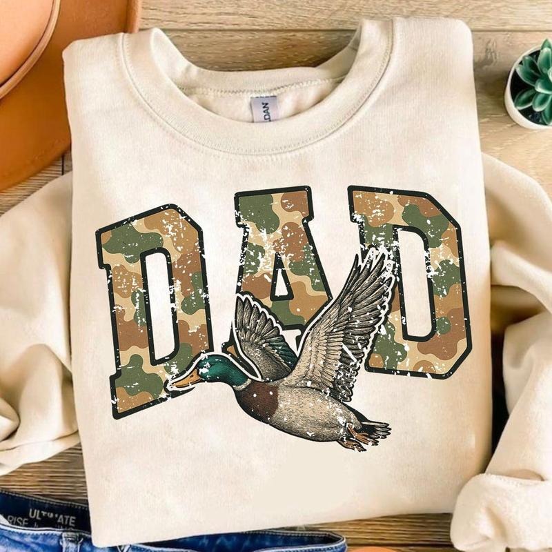 Camo Dad Png Flying Duck Hunting - Adult & Kids T-Shirts, Sweatshirts & Hoodies apparel design preview 1