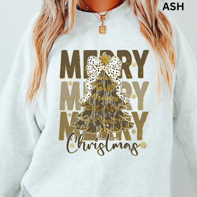 Camo Merry Bow Winter Casual Cotton Polyester Comfort - Adult & Kids T-Shirts, Sweatshirts & Hoodies apparel design preview 1