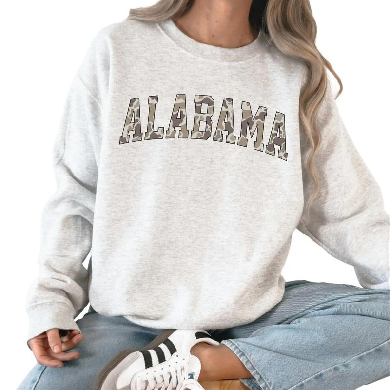 Camo State Name College Varsity Camouflage Collage - Adult & Kids T-Shirts, Sweatshirts & Hoodies apparel design preview 1