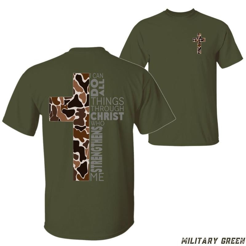 Camouflage Cross Inspirational Scripture Bold - Adult & Kids T-Shirts, Sweatshirts & Hoodies apparel design preview 1