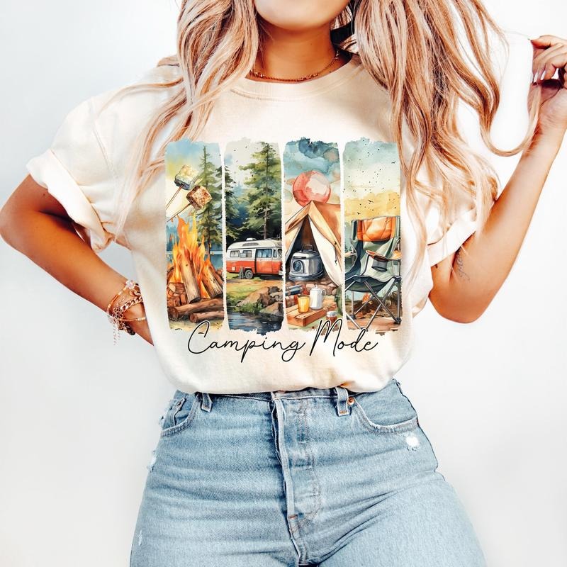 Camping Mode Retro Summer Family Adventure - Adult & Kids T-Shirts, Sweatshirts & Hoodies apparel design preview 1