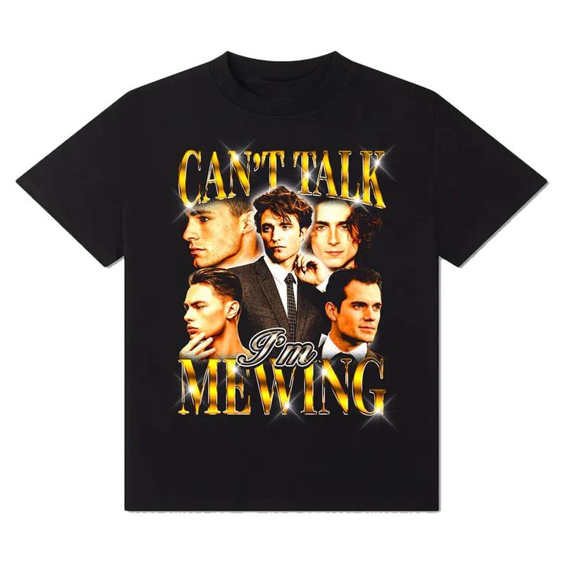 Can'T Talk I'M Mewing Cotton Casual Crew Neck Slim - Adult & Kids T-Shirts, Sweatshirts & Hoodies apparel design preview 1