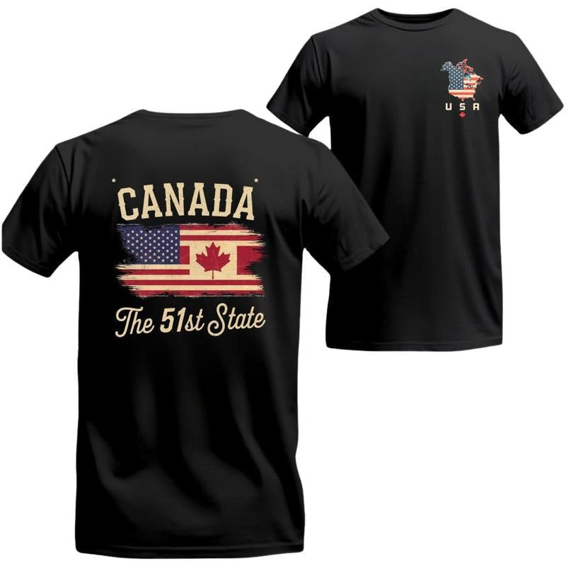 Canada 51st State Bold Statement Vintage Patriotic - Adult & Kids T-Shirts, Sweatshirts & Hoodies apparel design preview 1