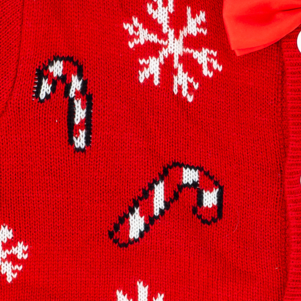 Women's Candy Canes and Snowflakes Button Up with Bowtie Ugly Christmas Sweater - Holiday Gift product image 2
