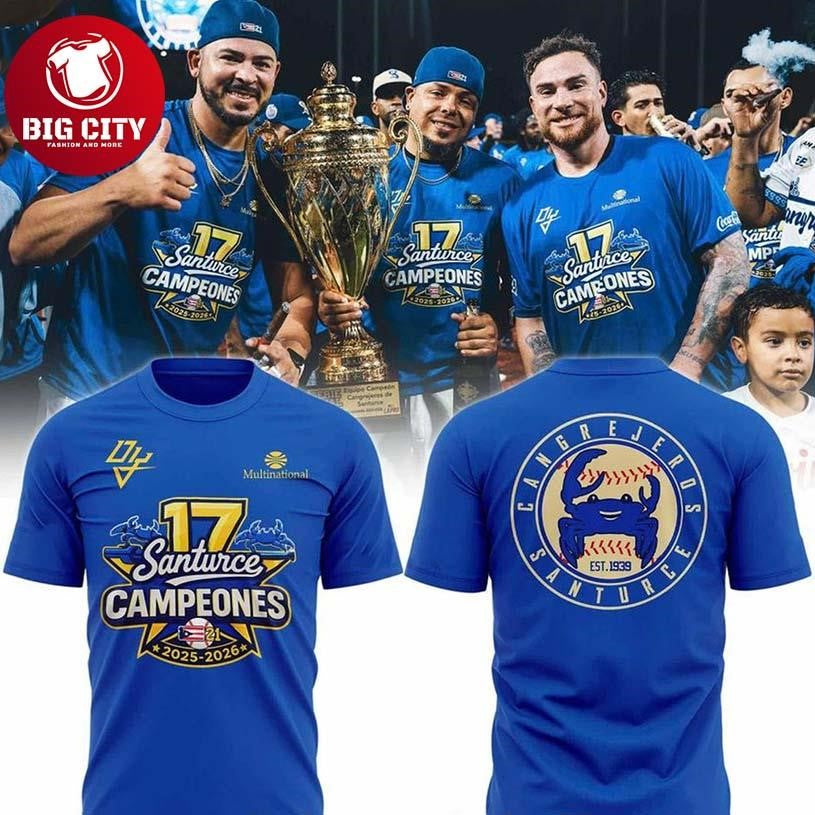 Cangrejeros De Santurce LBPRC 2026 Campeon Two Sided - Adult & Kids T-Shirts, Sweatshirts & Hoodies apparel design preview 1