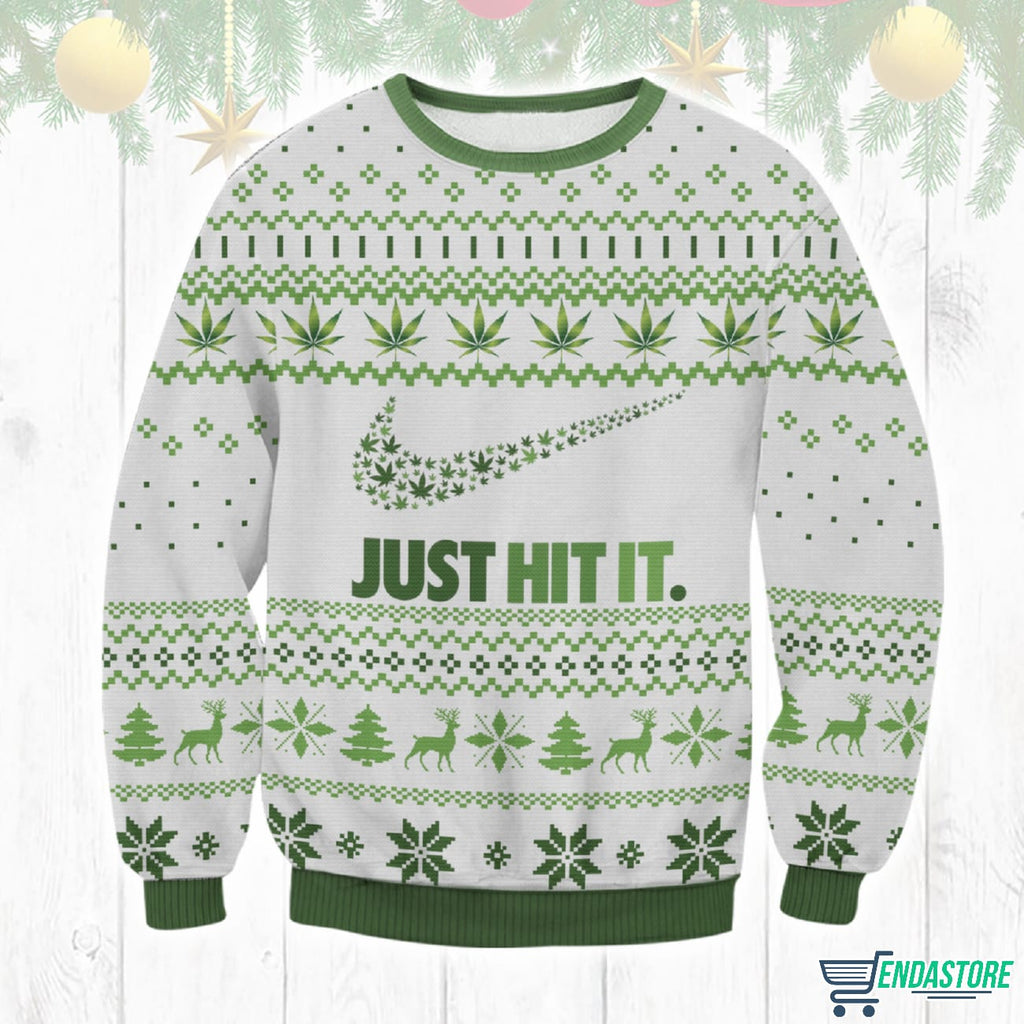 Cannabis Weed Just Hit It 3D Christmas Sweater - Holiday Gift product image