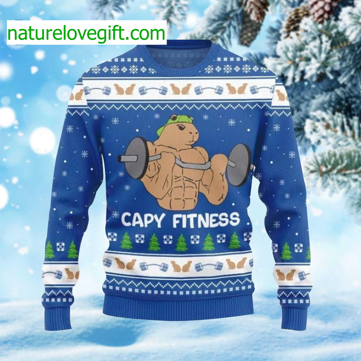 Capybara Fitness Ugly Christmas Sweater - Holiday Gift product image