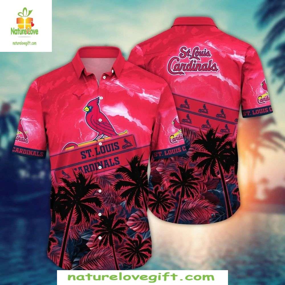MLB Hawaiian Cardinal Red Sunset Palms St Louis Aloha - Adult & Kids T-Shirts, Sweatshirts & Hoodies apparel design preview 1