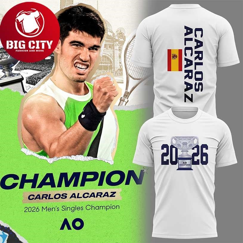 Carlos Alcaraz 2026 Australina Open Champions Two - Adult & Kids T-Shirts, Sweatshirts & Hoodies apparel design preview 1