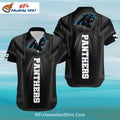 Carolina Panthers Black And Gray Geometric Hawaiian - Adult & Kids T-Shirts, Sweatshirts & Hoodies apparel design preview 1