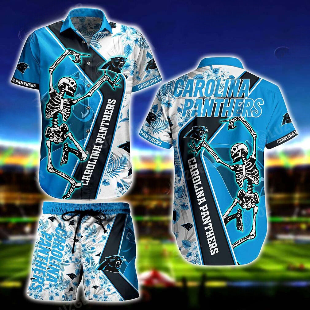 Carolina Panthers Skeleton Design Hawaiian 896897 - Adult & Kids T-Shirts, Sweatshirts & Hoodies apparel design preview 1