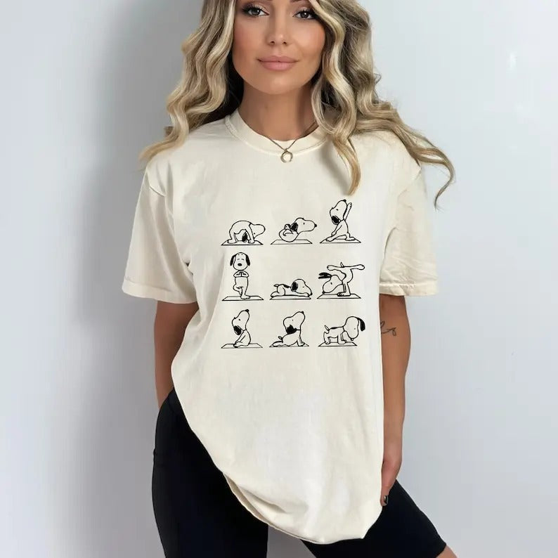 Cartoon Dog Beagle Buddy Top Yoga Poses Zen Lover - Adult & Kids T-Shirts, Sweatshirts & Hoodies apparel design preview 1