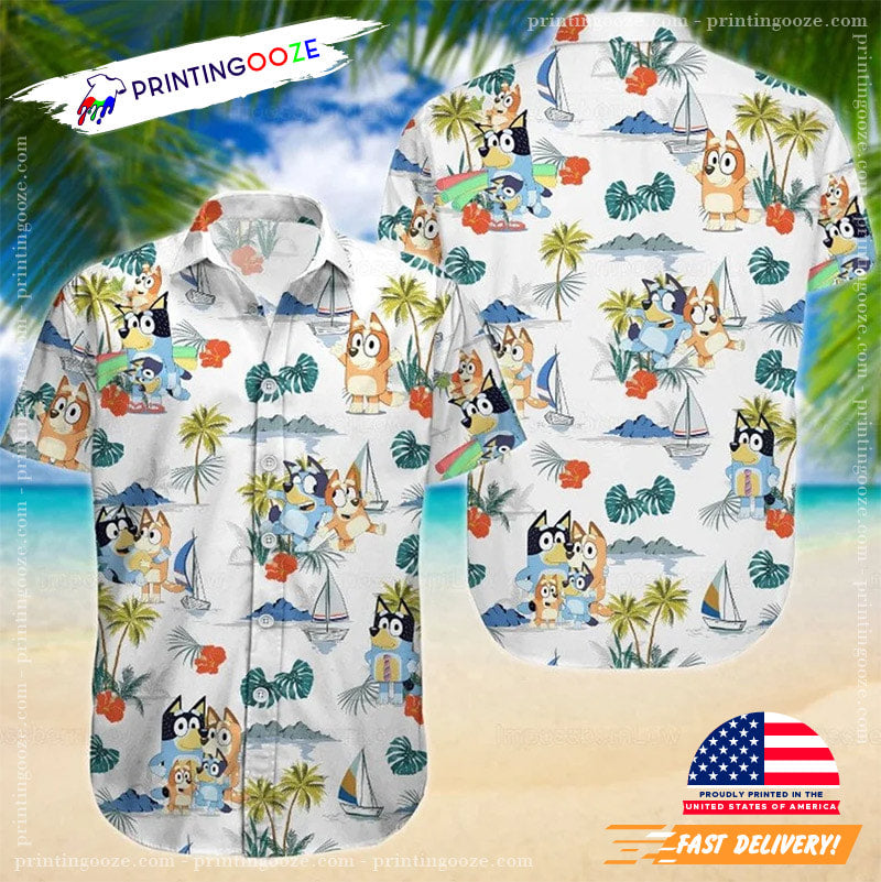 Cartoon Bluey Dad Hawaiian - Adult & Kids T-Shirts, Sweatshirts & Hoodies apparel design preview 1