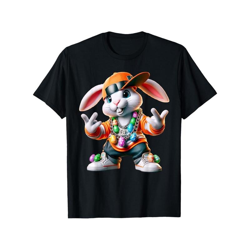 Casual Outing Easter Bunny Rapper 100% Cotton Black - Adult & Kids T-Shirts, Sweatshirts & Hoodies apparel design preview 1