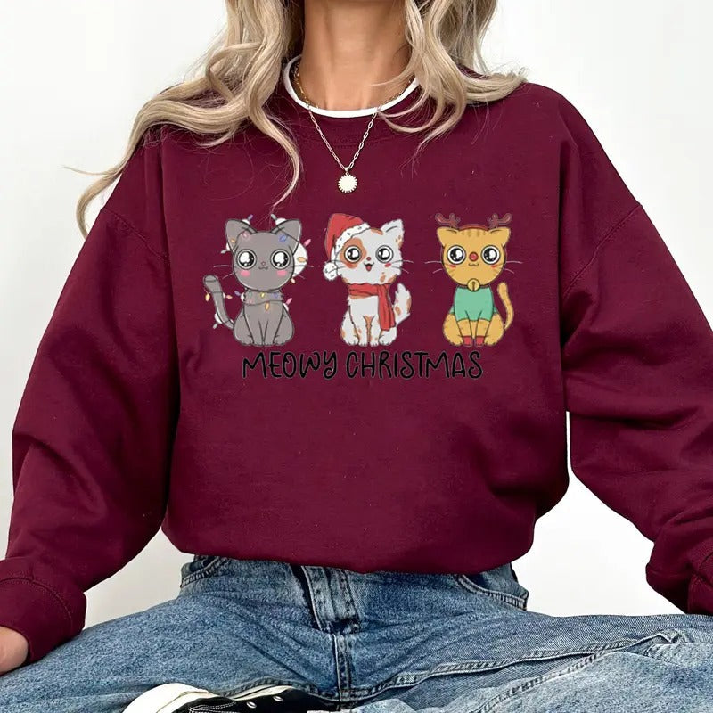 Cat Meowy Catmas Xmas Lovers I Love Cat'S Seasonal - Adult & Kids T-Shirts, Sweatshirts & Hoodies apparel design preview 1